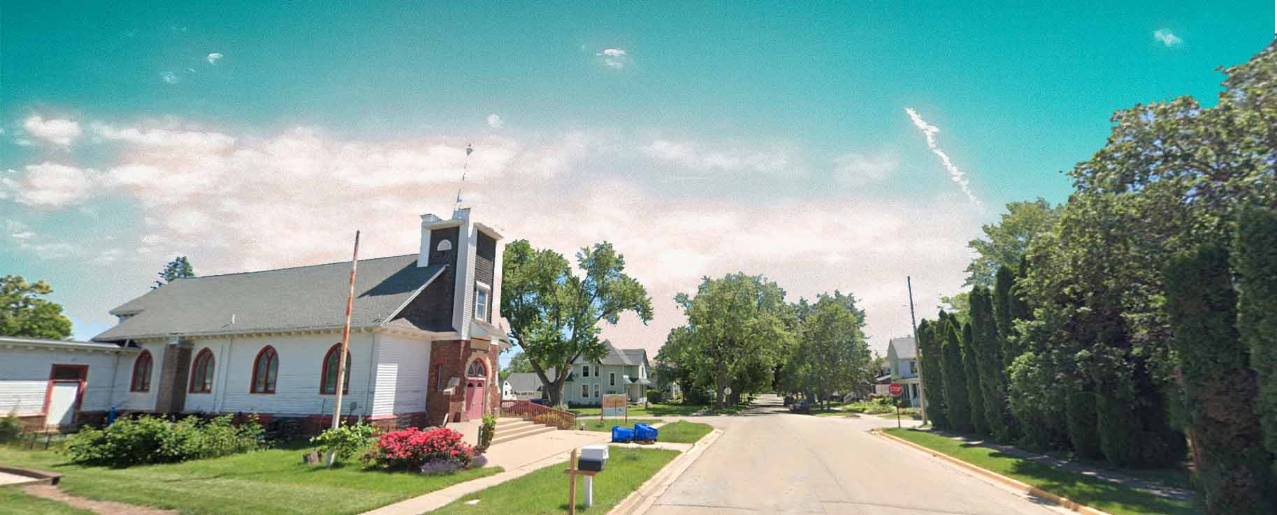 Lisbon Iowa church main street